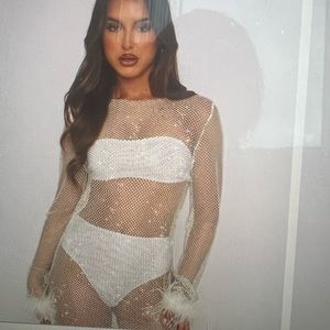 Brand new white fox Disco Inferno Long Sleeve Mini Dress - sold out everywhere